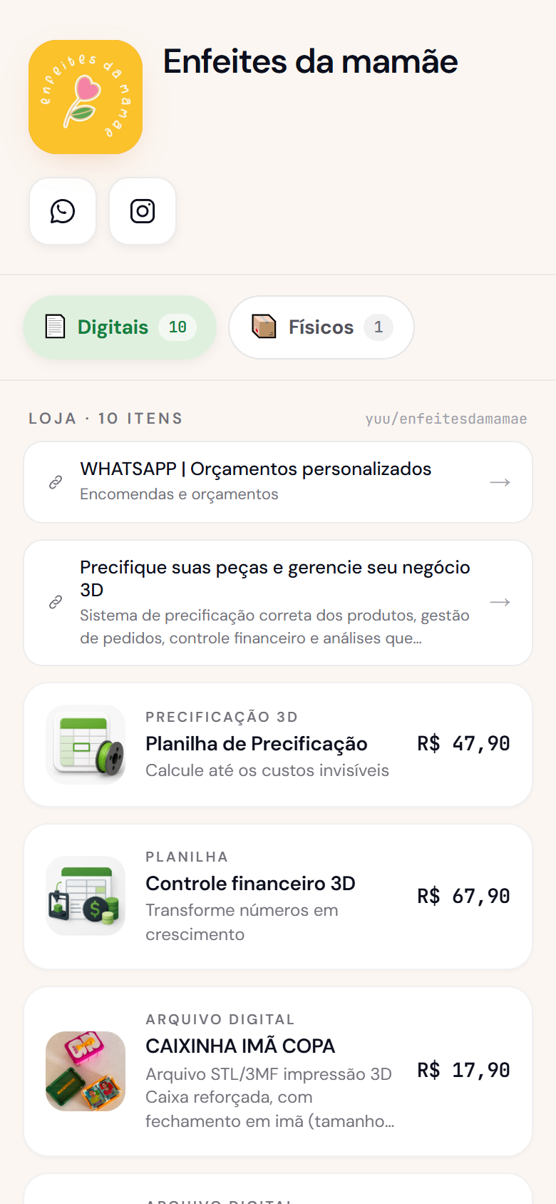 Loja enfeitesdamamae na yuu